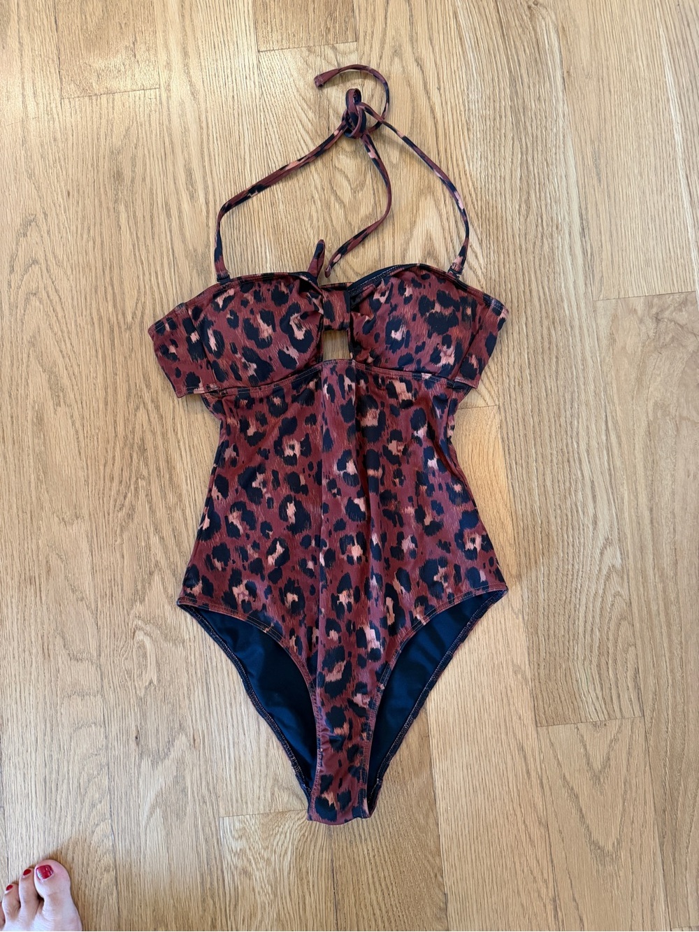 Sezane Yse Leopard Print One-Piece Swimsuit sz36
